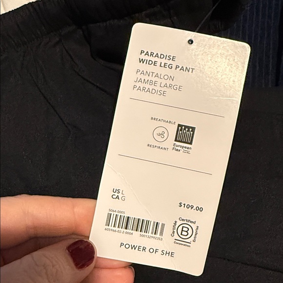 Athleta Paradise Wide Leg Pant Black Drawstring Waist Large NWT - Picture 9 of 10